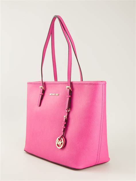 michael kors jet set pocket tote in pink